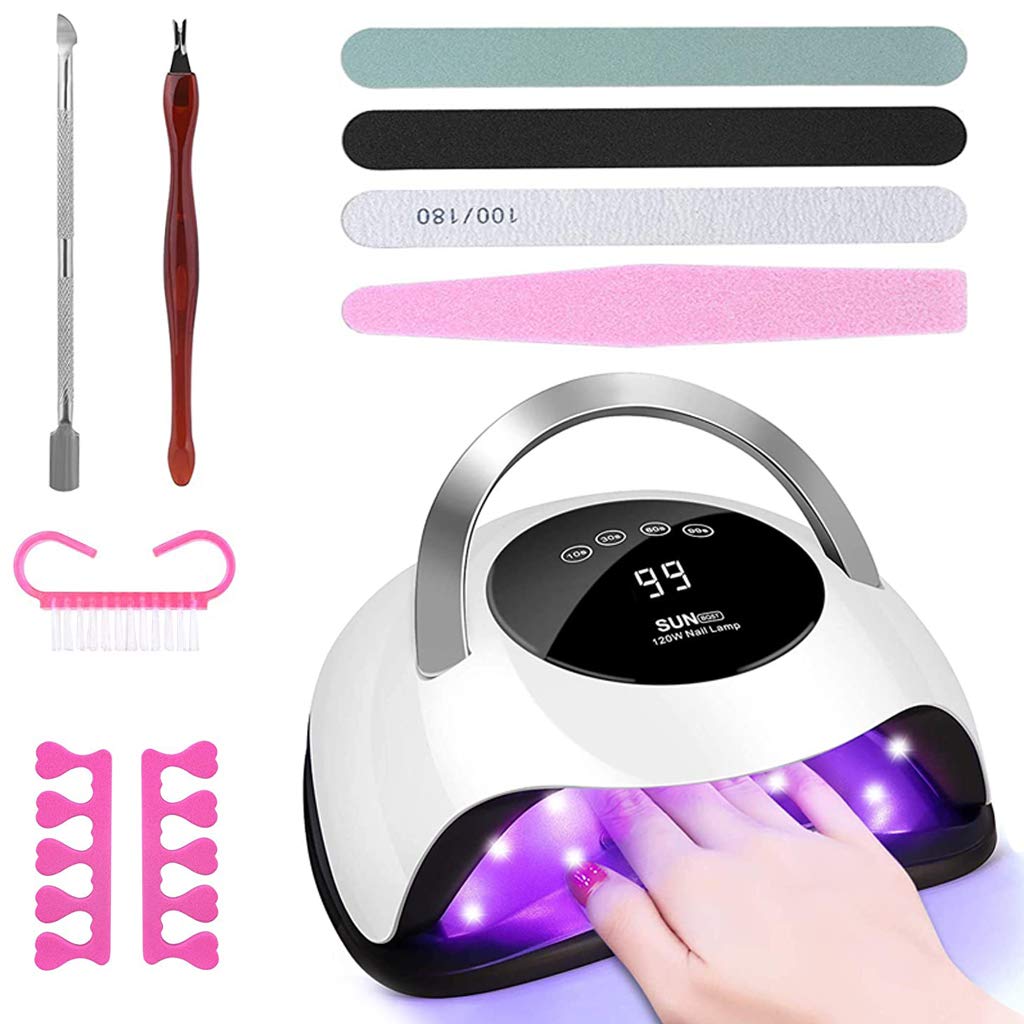 MAYCREATE 120W UV LED Nail Lamp Faster Nail Dryer Gel Polish Light, UV Gel Lamp With 36 Light Beads & 4 Timer Setting, Professional Curing Lamp for Fingernail and Toenail MAYCREATE 120W UV LED Nail Lamp Faster Nail Dryer Gel Polish Light, UV Gel Lamp With 36 Light Beads & 4 Timer Setting, Professional Curing Lamp for Fingernail and Toenail